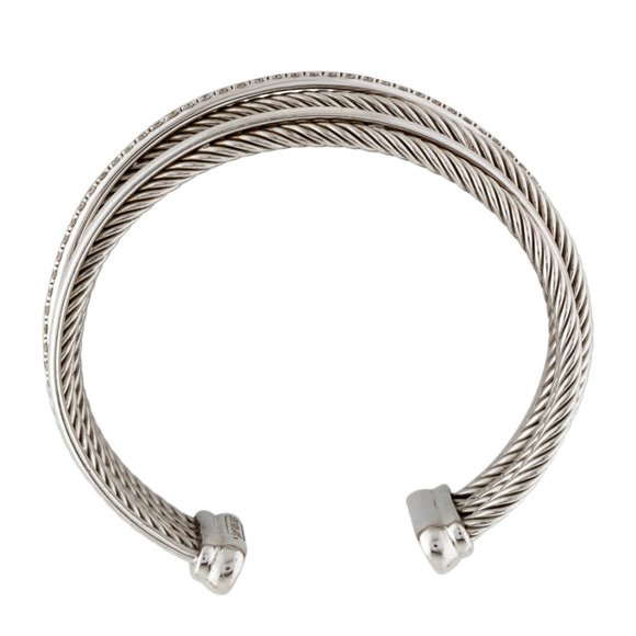 DAVID YURMAN DIAMOND & SRERLING SILVER 925 CROSSOVER CUFF BRACELET - Picture 4 of 4